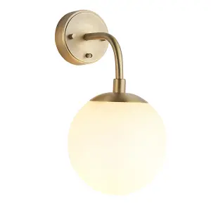 Luminosa Cosenza Wall Lamp Matt Antique Brass Plate & Opal Glass