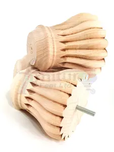 SET OF 4 REPLACEMENT FURNITURE BUN FEET RAW UNFINISHED TURNED WOODEN LEGS 110mm HIGH M8 (8mm)