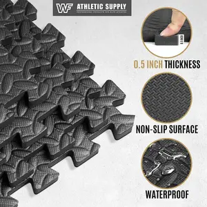 Black Interlocking floor tile 60 x 60cm (32 SQ.FT), Pack of 8 Mats