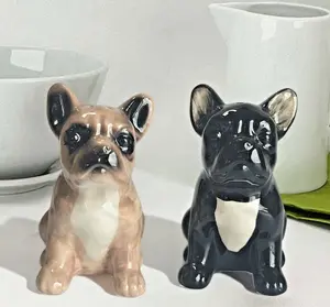 French Bulldog Black Tan ceramic Salt & Pepper shaker set Frenchie lover gift