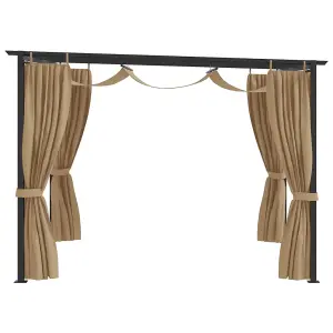 Berkfield Gazebo with Curtains 3x3 m Taupe Steel