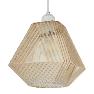 Prism Textured Champagne LED Pendant ceiling light, (Dia)200mm