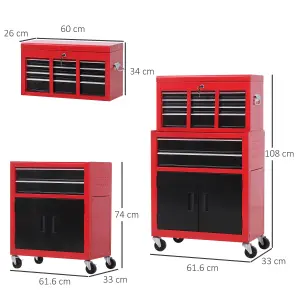 Portable Toolbox Tool Box Top Chest Cabinet Garage Storage Roll Cab Red New