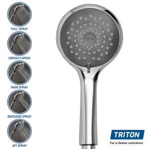 Triton Leona Gloss Chrome effect Wall-mounted Thermostatic Mixer Shower