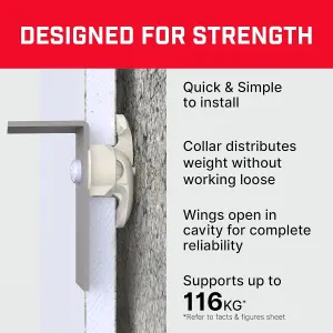 Bullfix Shelf Hanging Kit - Any Plasterboard 12.5-16mm inc Stud, Dot & Dab and Insulated - Holds up to 116kg