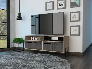 TV unit Wide screen unit with 4 doors, washed oak, Harvard range