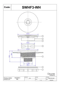 McAlpine SWHF3-WH High Flow Shower Waste 110mm Chrome Plated Plastic Flange x 56mm Tail