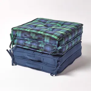 Homescapes Navy Cotton Travel Support Booster Cushion