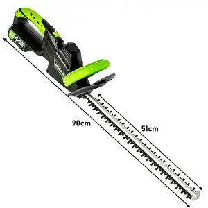 MYLEK Cordless Hedge Trimmer 20v Electric Cutter 51cm Cutting Length Lightweight 4000mAh Lithium-Ion Battery Fast Charge