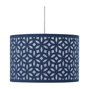 First Choice Lighting Set of 2 Navy Blue Laser Cut 33cm Pendant Lightshades