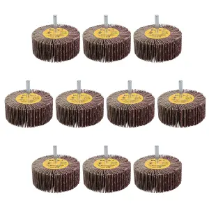 80 Grit 80mm Flap Wheel Disc Abrasive Sanding Pads For Drills 6mm Shank 10pc