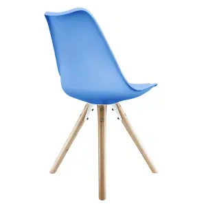 Soho Light Blue Plastic Dining Chair with Pyramid Light Wood Legs