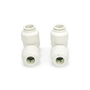 Twist-Loc 15mm Push Fit Tee White - 2 Pack