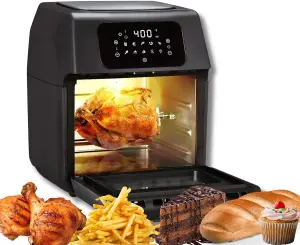 Daewoo 12L Rotisserie Air Fryer Oven with Rapid Air Circulation and Large Window with Interior Light,Thermostat Control,9 Pre Set