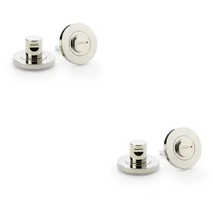 2 PACK - Modern Plain Thumbturn & Release Lock - Polished Nickel - Bathroom Door WC