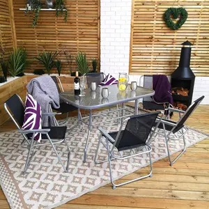 6 Person Garden Furniture Patio Set Table, 6 Chairs & Parasol