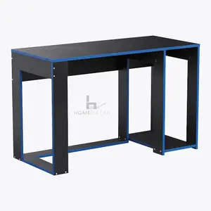 Ryker Gaming Desk Computer Table Workstation, Black With Blue Trim