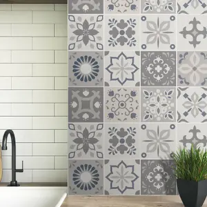 24 Pieces 15x15cm Palace Light Grey Moroccan Tile Stickers