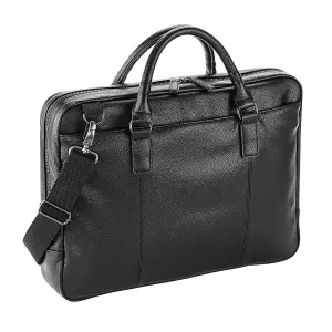 Quadra Slimline Leather-Look PU Laptop Bag Black (One Size)