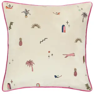 furn. Eivissa Embroidered Velvet Feather Rich Cushion