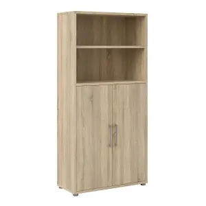 Prima Bookcase 4 Shelves with 2 Doors in Oak