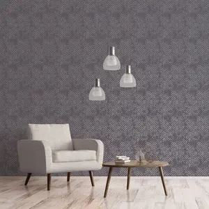 Galerie Emporium Purple Silver Aged Quatrefoil Embossed Wallpaper