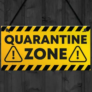 Red Ocean QUARANTINE ZONE Funny Novelty Hanging Wall Sign Man Cave Decor Gifts Novelty Birthday Gift Ideas