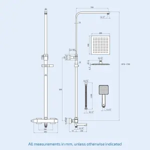 Nes Home Fawley Square Thermostatic Shower Kit with Bath Filler Chrome