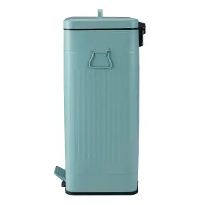 Charles Bentley 30L Steel Square Retro Kitchen Pedal Waste Bin Heritage Green