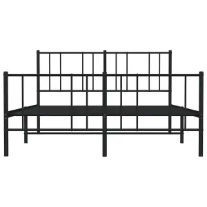 Berkfield Metal Bed Frame with Headboard and Footboard Black 140x200 cm