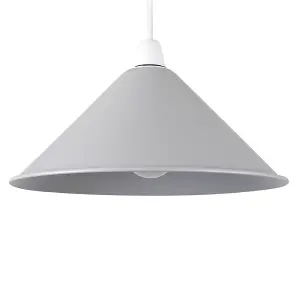 ValueLights Waywell Retro Style Metal Ceiling Pendant Light Shade In Gloss Grey Finish