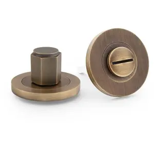 Industrial Hex Thumbturn & Release Lock - Italian Brass - Bathroom Door WC