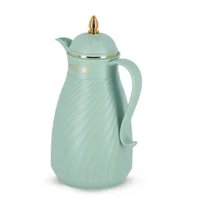 Royalford Glass Vacuum Flask, Vacuum Insulated Tea Carafe 1000ML -Heat & Cold Retention, Thermal Insulated Airpot, Green