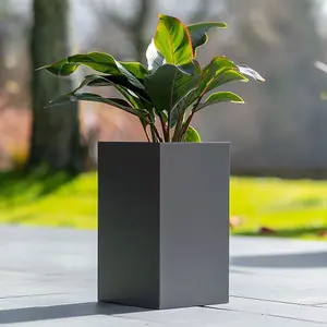 50cm Zinc Matte Grey Tall Square Planter