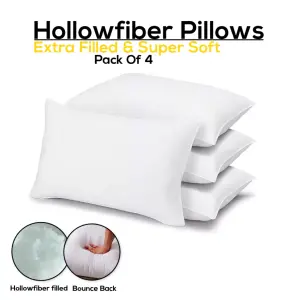 Pillows Hotel Quality Bounce Back Hollowfiber Filled Anti-Allergic Pack of 4