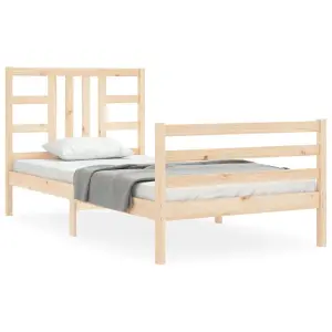 Berkfield Bed Frame with Headboard 90x200 cm Solid Wood