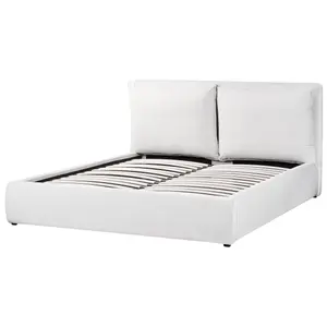 Velvet EU King Size Ottoman Bed Off-White BAJONNA