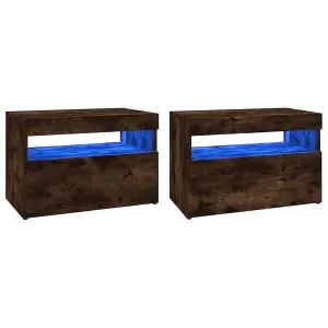 Berkfield TV Cabinets 2 pcs with LED Lights Smoked Oak 60x35x40 cm