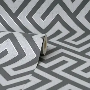 Larson Geometric Charcoal Wallpaper FD43069