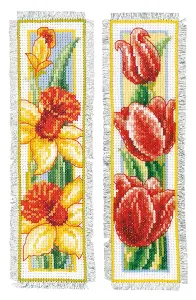 Counted Cross Stitch Kit: Bookmark: Flowers: Set of 2