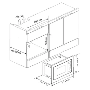 SIA BIM17300X 17L Built In Integrated Microwave Grill 700W/1000W