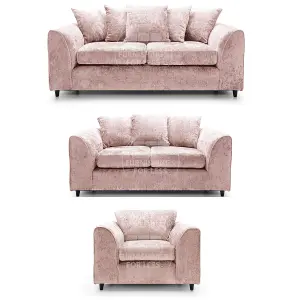 Monaco Chenille Fabric 3 Piece Sofa Set - 3 2 1  Pink