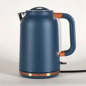 Dunelm Matt Navy Copper Kettle And Toaster Set, Blue/Brown, Stainless Steel