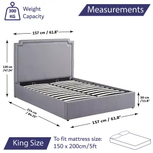 Ottoman Bed Frame King Size Storage Bed - No Mattress