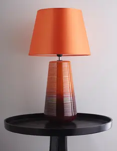 Ceramic table lamps in orange glazed finishes with matching lamp shades beautiful modern tall lamps