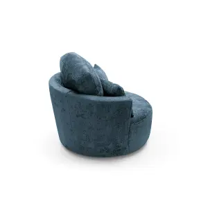 Harriet Crushed Chenille Swivel Chair in  Dark Blue