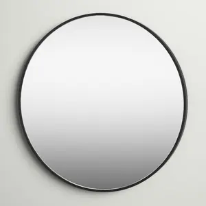 Round Metal Accent Wall Mirror Black / 80cm H x 80cm W