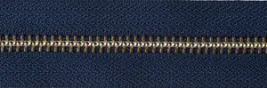 BRASS O/END ZIP 41CM - Brass Metal Open End Zip: 41cm: Navy - YKK