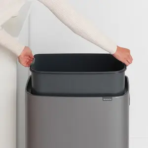 Bo Touch Bin, 60 litre, with 1 inner Plastic Bucket Platinum