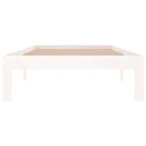 Berkfield Bed Frame White Solid Wood 90x190 cm Single